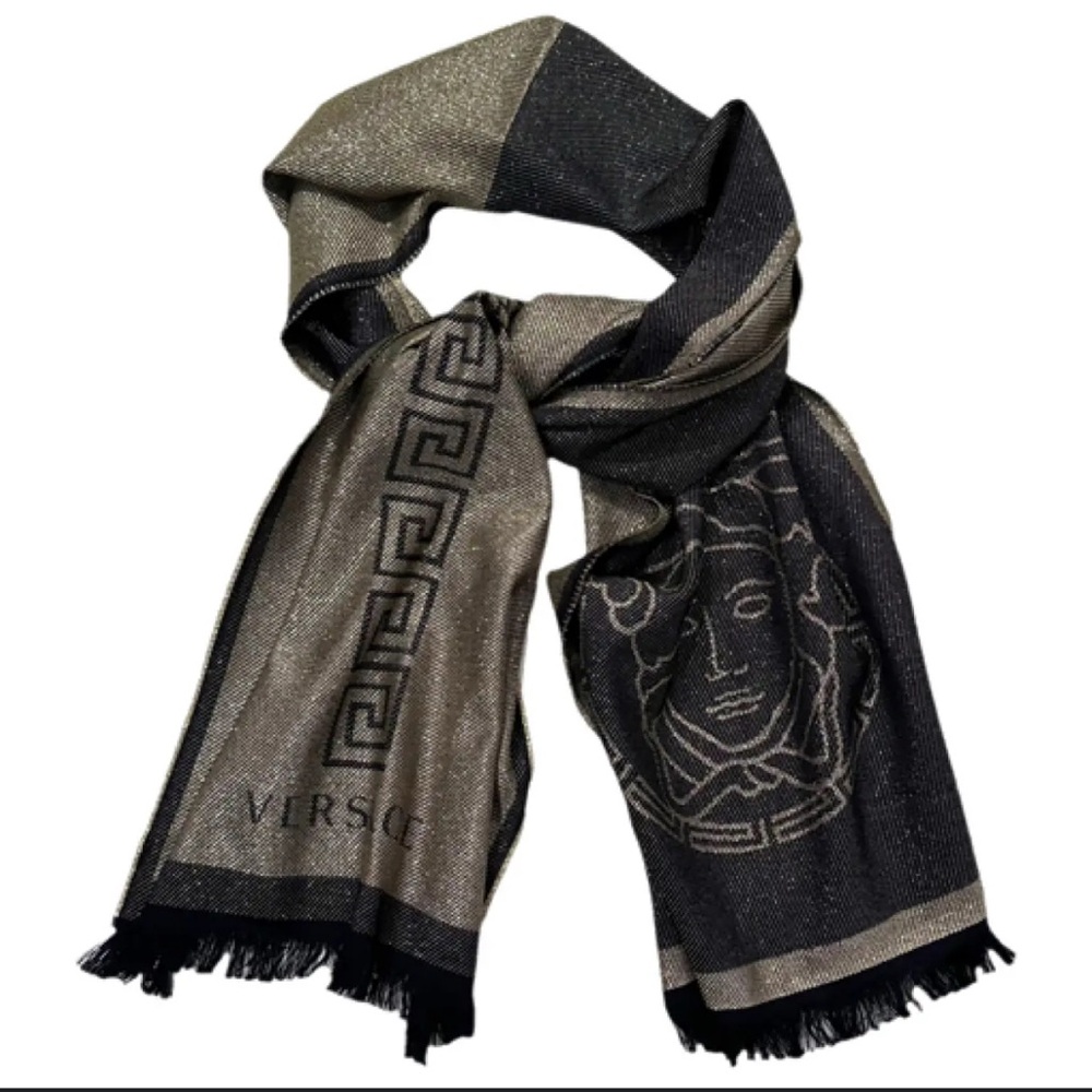 Versace Medusa Scarf in Black and Gold